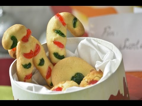 Galletas navideñas de mantequilla con cereza - Butter cookies for Christmas