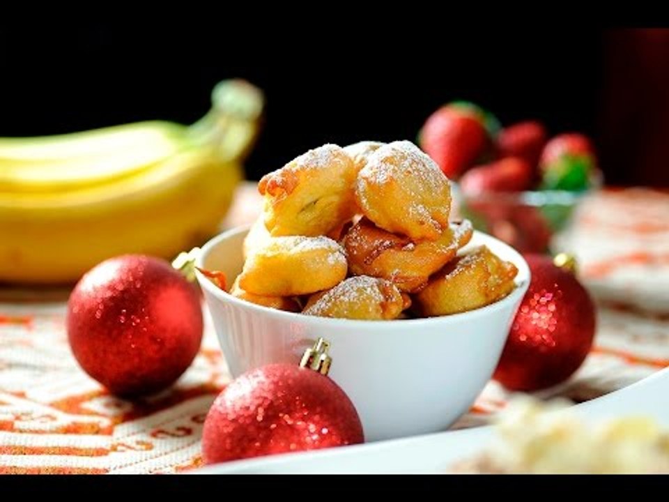 Buñuelos de plátano con mandarina - Receta de postre fácil