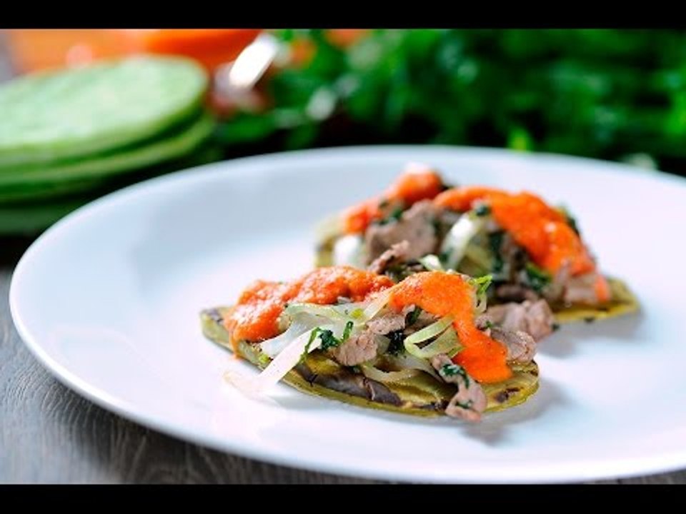 Tacos de bistec con nopales - Receta de Cocina al Natural