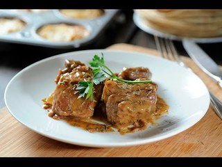 Costillas de puerco en salsa de miel y mostaza