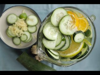Agua fresca de pepino, naranja, limón