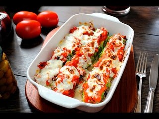 Rollitos gratinados de calabacita con carne molida