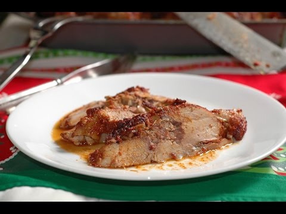 Pierna de cerdo rellena adobada