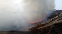 #فيديو اشتعال النيران في منطقة كيسوفيم في غلاف غزة بفعل بالون حارق