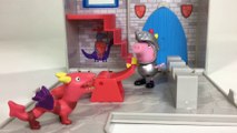 Peppa Pig Castle Fort with Sir George and Dragon VS Romeo from PJ Masks