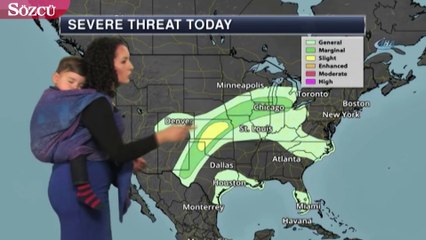 Hava durumunu bebeğiyle sundu