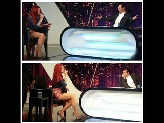 مذيع لبنانى يقبل هيفاء وهبى بعد ان طلبت منه ان " يبوس الواوا "