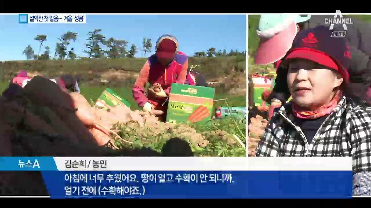 설악산 첫 얼음…가을 추위에 벌써 겨울 옷