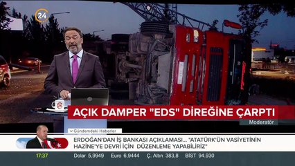 Açık damper "EDS" direğine çarptı