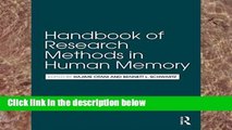D.O.W.N.L.O.A.D [P.D.F] Handbook of Research Methods in Human Memory [P.D.F]