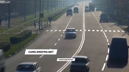Il traverse la route sans faire attention et manque de se faire écraser !