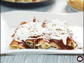 Pasilla chili pepper chicken filled enchiladas