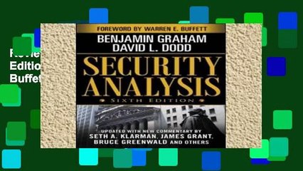 Review  Security Analysis: Sixth Edition, Foreword by Warren Buffett (Security Analysis Prior