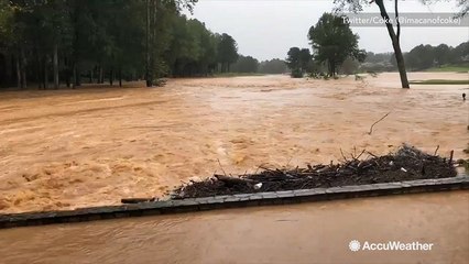This massive lake of floodwaters used to be a golf course