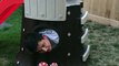 Dad gets stuck in kids toy slide