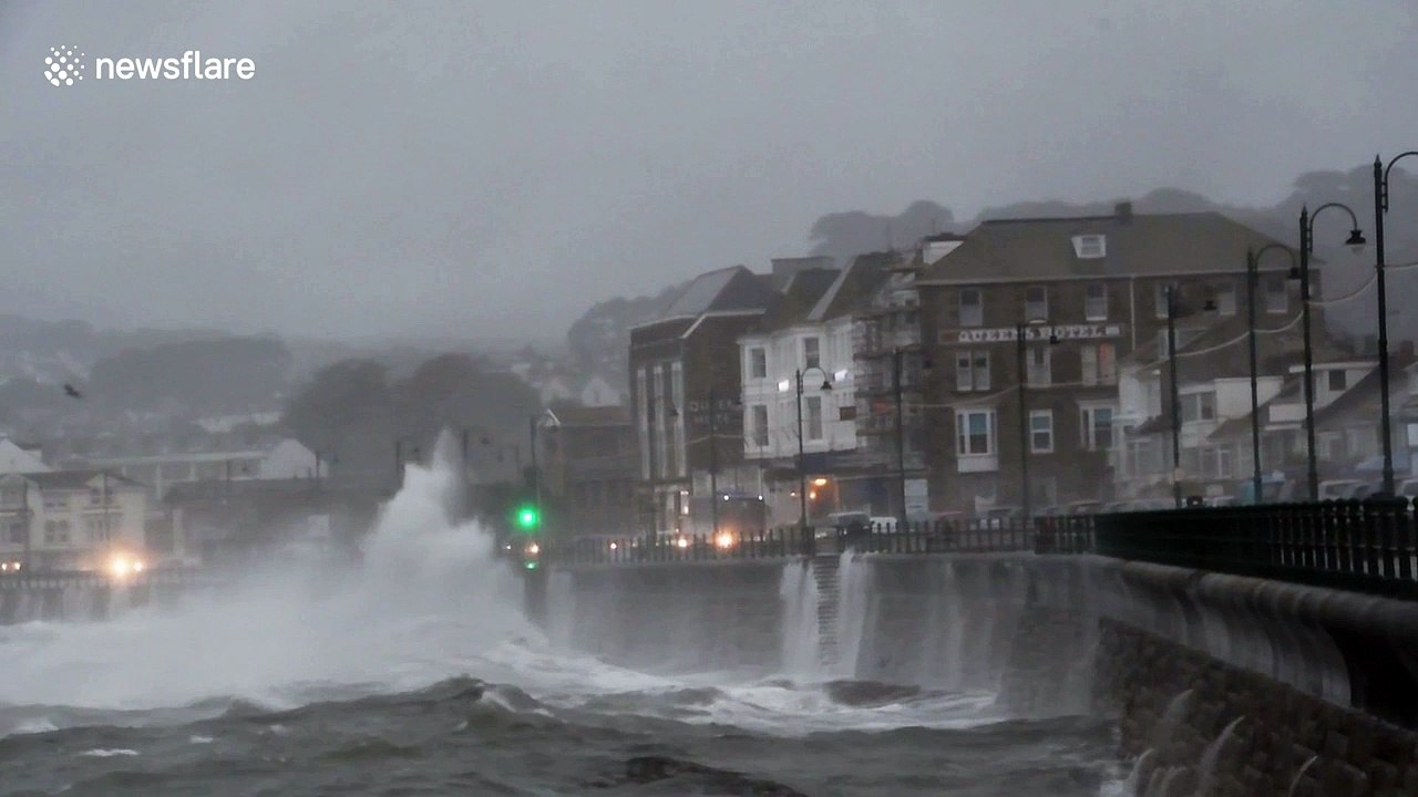 High tide batters Cornish coast during Storm Callum