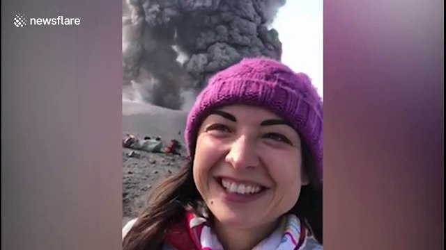 Tourists witness moment volcano erupts in Russian island
