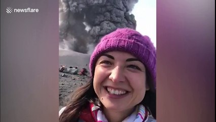 Tourists witness moment volcano erupts in Russian island