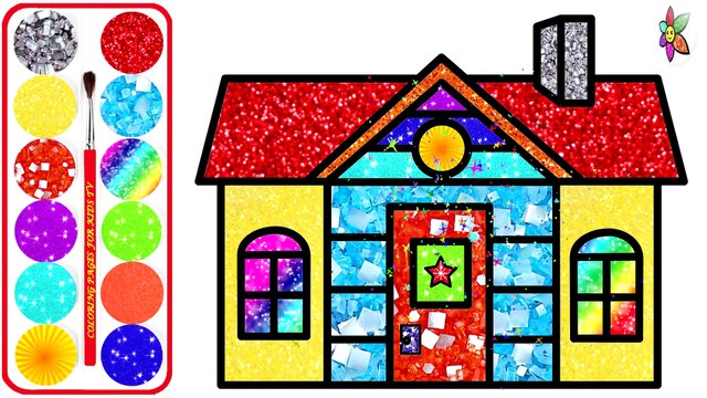Wie man ein Haus mit funkelnden Farben zeichnet ¦ Künstlerische Farben für Kinder