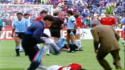 الشوط الاول مباراة اسبانيا و الاوروغواي 0-0 كاس العالم 1990
