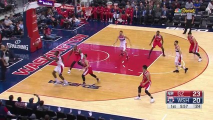 Ian Mahinmi scores and draws the foul in the first quarter