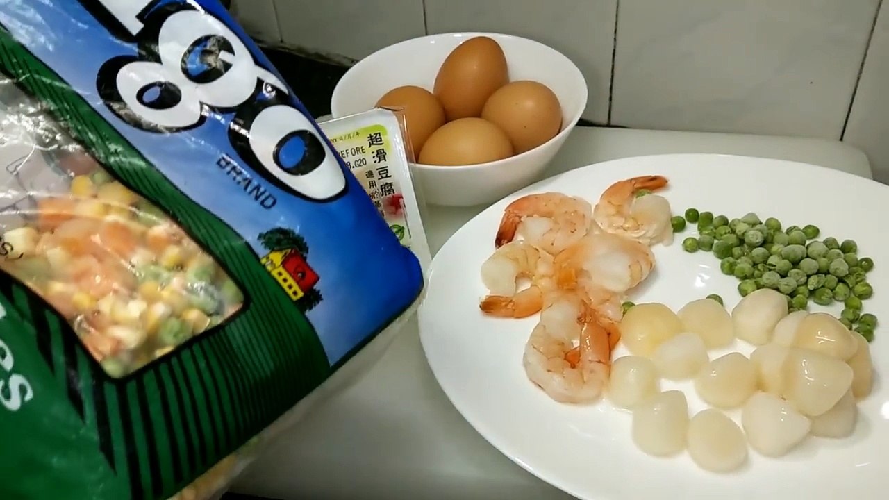 翠塘豆腐Steam egg in broth 簡單易做 豆腐 家庭小菜 蛋 蒸蛋 帶子 蝦 蔬菜 青豆