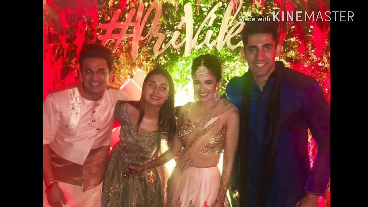 Priyank Sharma,Divya Agarwal,Karan Kundra And Vj Anusha At Prince - Yuvika Sangeet Ceremony