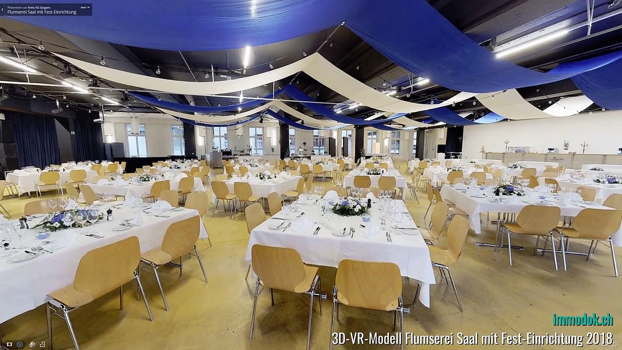 3D-VR-Modell Flumserei Saal mit Fest-Einrichtung