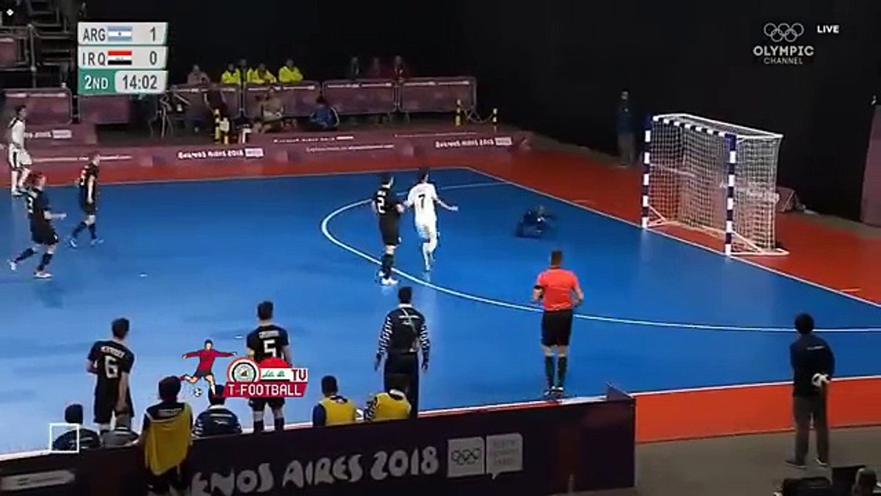 ملخص مباراة العراق والارجنتين 4-1 - فوز تاريخي للأسود - اولمبياد الشباب كرة الصالات 13-10-2018