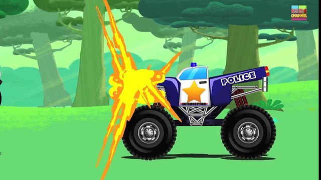 Tv cartoons movies 2019 Monster Trucks Police Monster Truck Police car chase
