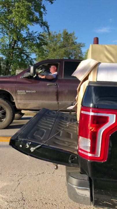 Pick Up Truck Towing Fully Loaded Semi