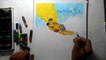How to draw three boys are swimming in the pond l scenery drawing with oil pastels _ step by step (250)