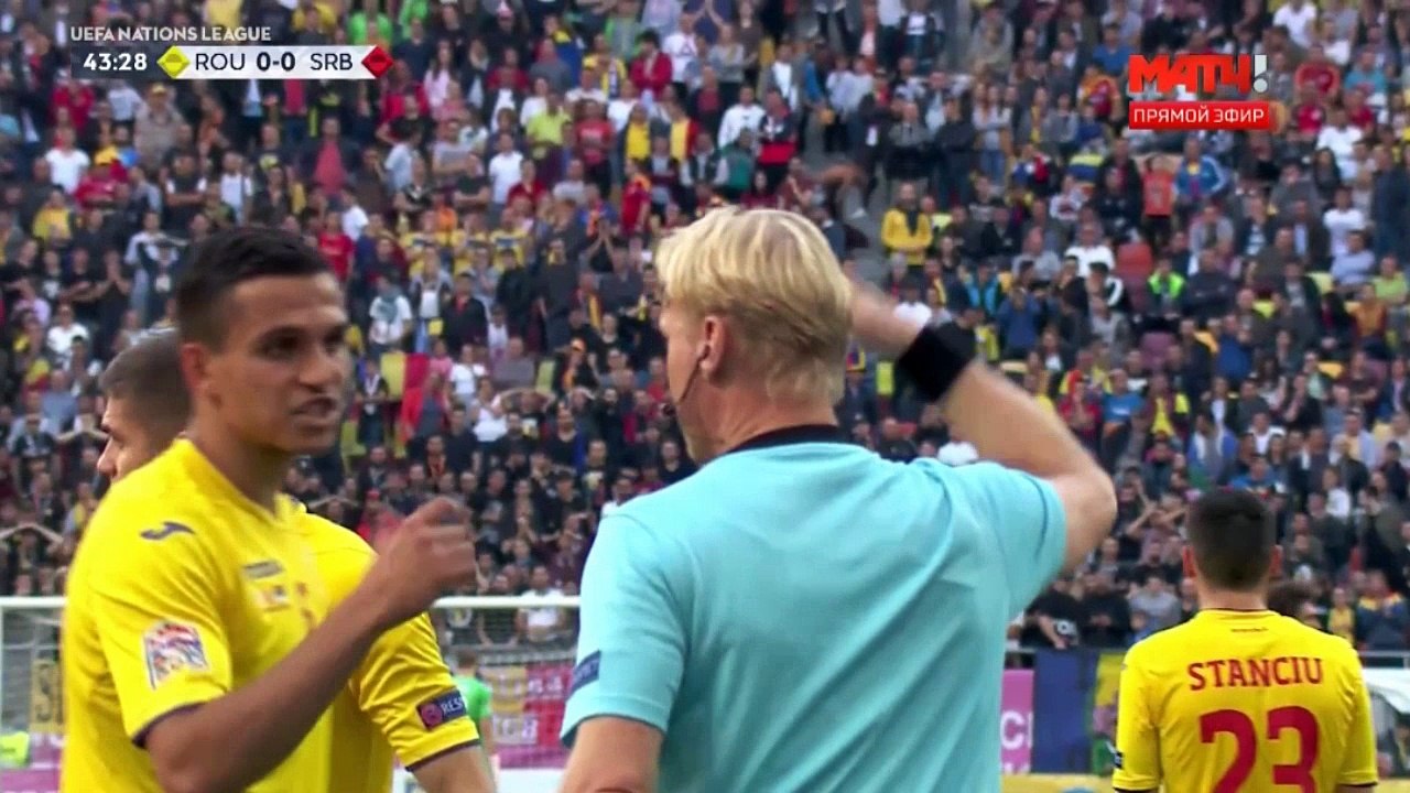 Gabriel Tamaș  RED CARD - Romania vs Serbia - Nations League 2018