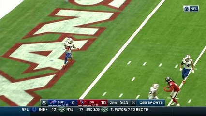 Watson throws pick under pressure in end zone to Jordan Poyer