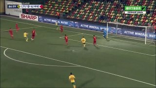 Rolandas Baravykas crazy bicycle kick goal - Lithuania [1]-4 Montenegro