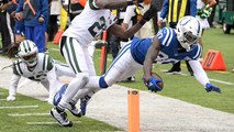 Chester Rogers reaches over the goal line for a TD