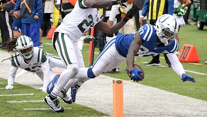 Chester Rogers reaches over the goal line for a TD