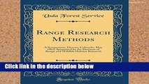 D.O.W.N.L.O.A.D [P.D.F] Range Research Methods: A Symposium, Denver, Colorado, May 1962; Sponsored