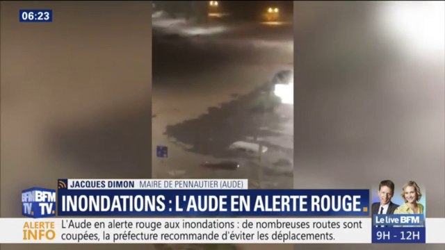 Aude en alerte rouge: On demande aux gens d'évacuer les voitures et de ne pas sortir de chez eux