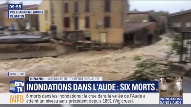 Inondations dans l'Aude: une habitante de Couffoulens témoigne, on s'est réfugiés à l'étage, l'eau est monté jusqu'à 2m50 de haut