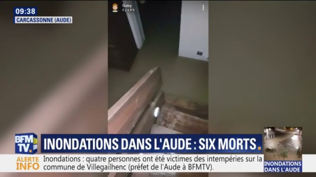 Un habitant de Carcassonne filme son domicile inondé après les pluies diluviennes