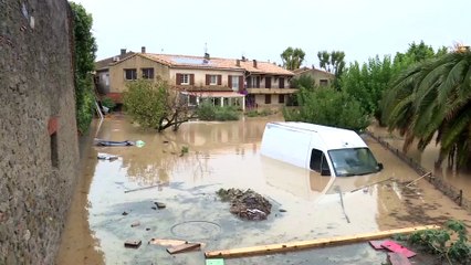 Aude : Trèbes envahie par les eaux