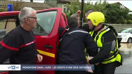 Inondations dans l'Aude : Trèbes sous les eaux