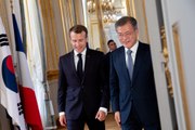 Conférence de presse conjointe du Président de la République, Emmanuel Macron et de Moon Jae-in, Président de la République de Corée