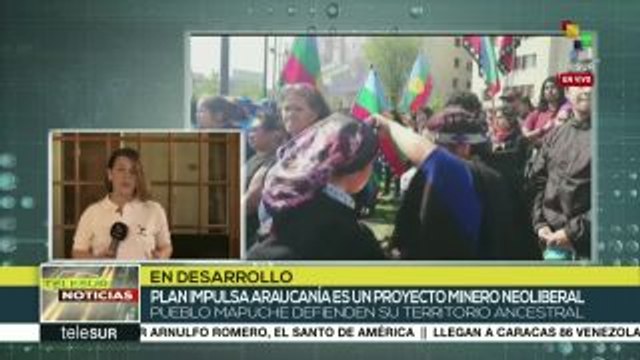 Indígenas mapuches marchan en el Día de la Resistencia