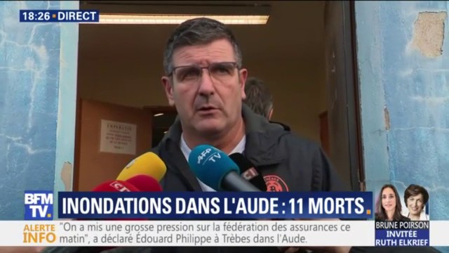 Inondations dans l'Aude: le maire de Trèbes évoque un bilan d' au moins 6 morts dans la commune