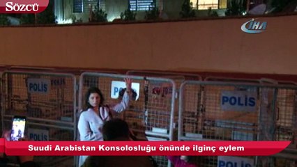 Descargar video: Suudi Arabistan Konsolosluğu önünde ilginç eylem