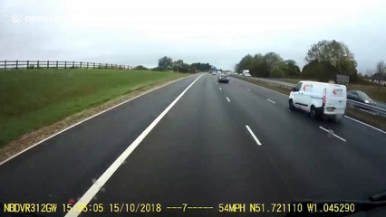 Caravan travelling wrong way down M40 causes major crash