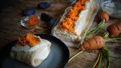 Carrot cake enrollada. Receta sin gluten