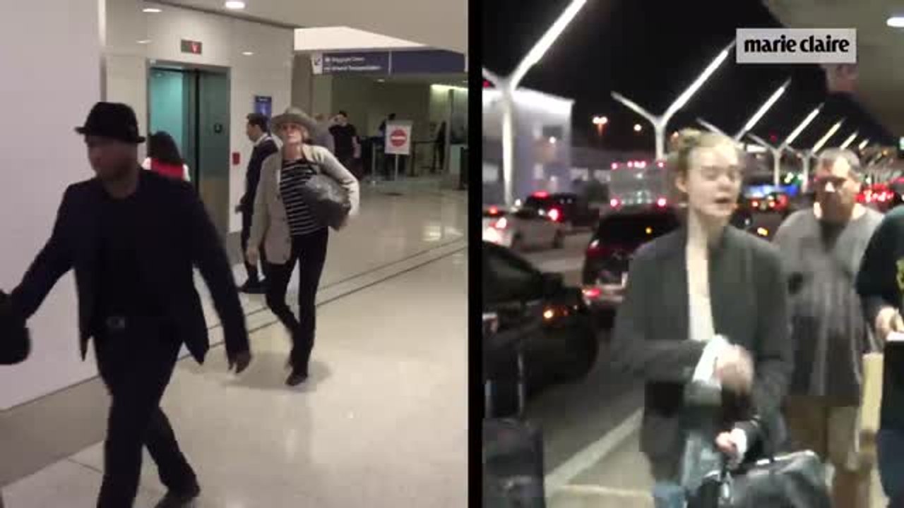 Sharon Stone vs Elle Fanning, duelo sin maquillaje en el aeropuerto